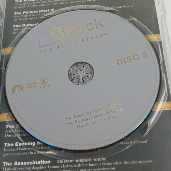 Matlock 1991 6th Season 6 DVD Set 2011 Crime Drama Andy Griffith Nancy Stafford - Picture 8 of 10